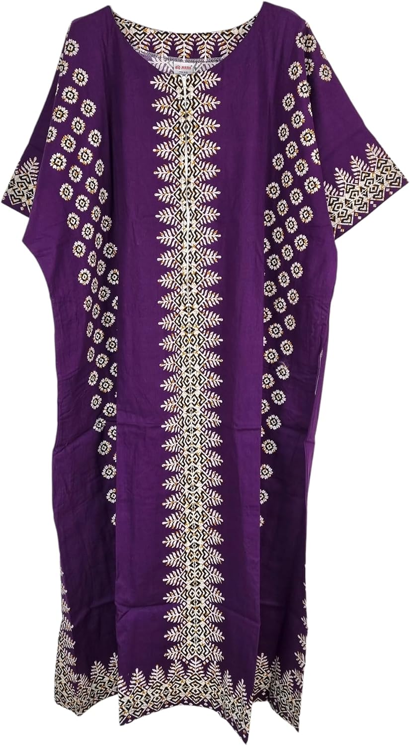 Océane Caftan Femme – Robe Longue en Coton à Imprimé Africain avec Poches