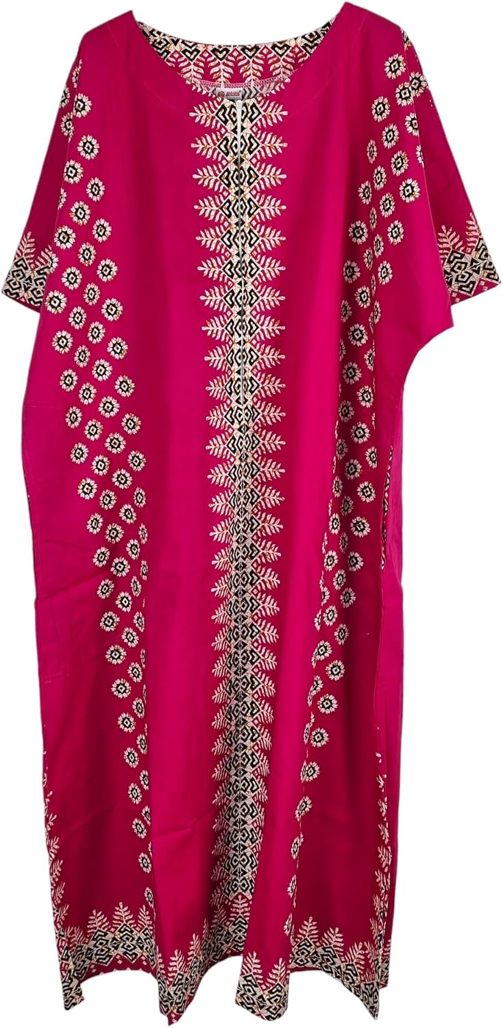 Océane Caftan Femme – Robe Longue en Coton à Imprimé Africain avec Poches