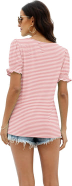 Chiara Haut Femme – T-Shirt à Col Carré avec Manches Volantées