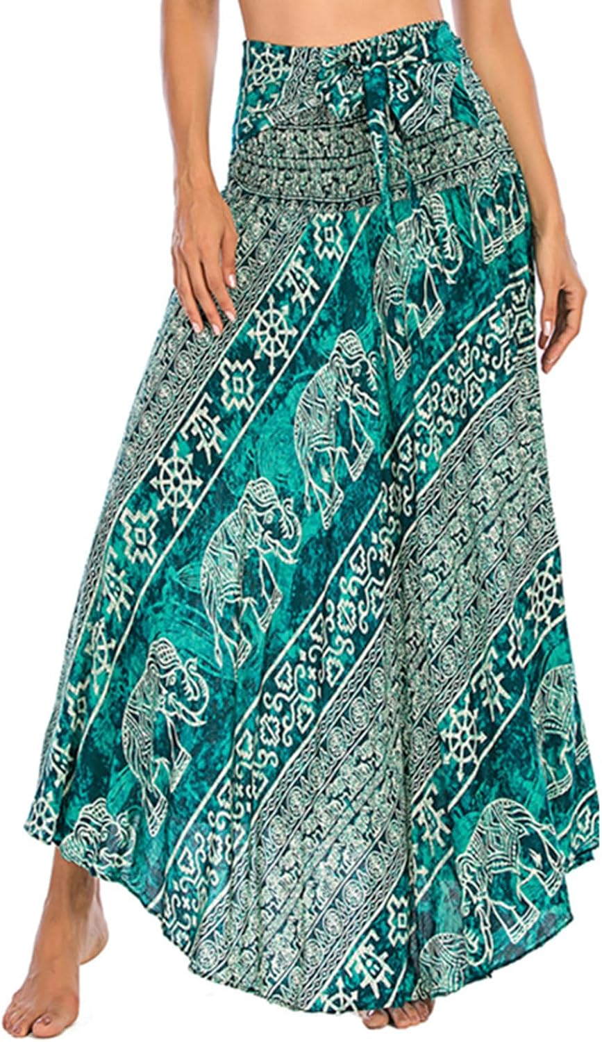Mireille Jupe Maxi – Jupe Bohème Imprimée Convertible 2-en-1 en Viscose