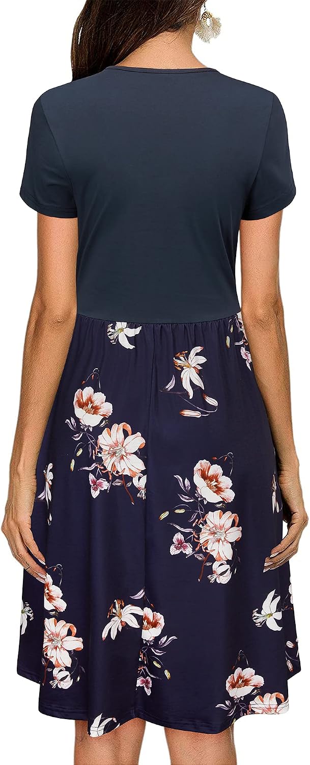 Apolline Robe Femme – Robe Cache-Cœur Fleurie à Col V avec Poches