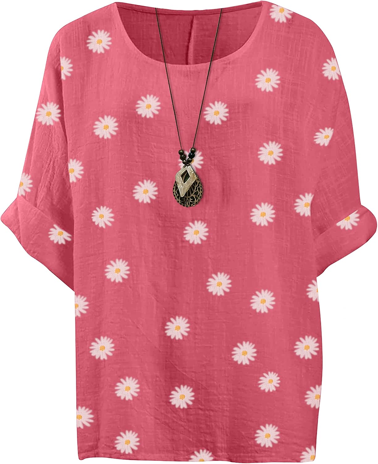 Giulia Haut Femme – Tunique Fleurie en Coton à Manches 3/4 et Coupe Ample