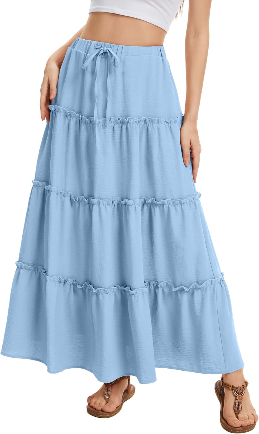 Victoire Jupe Maxi – Jupe Longue Taille Haute Fluide avec Poches