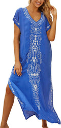 Valerie Caftan Femme – Robe Longue Bohème à Col V pour la Plage