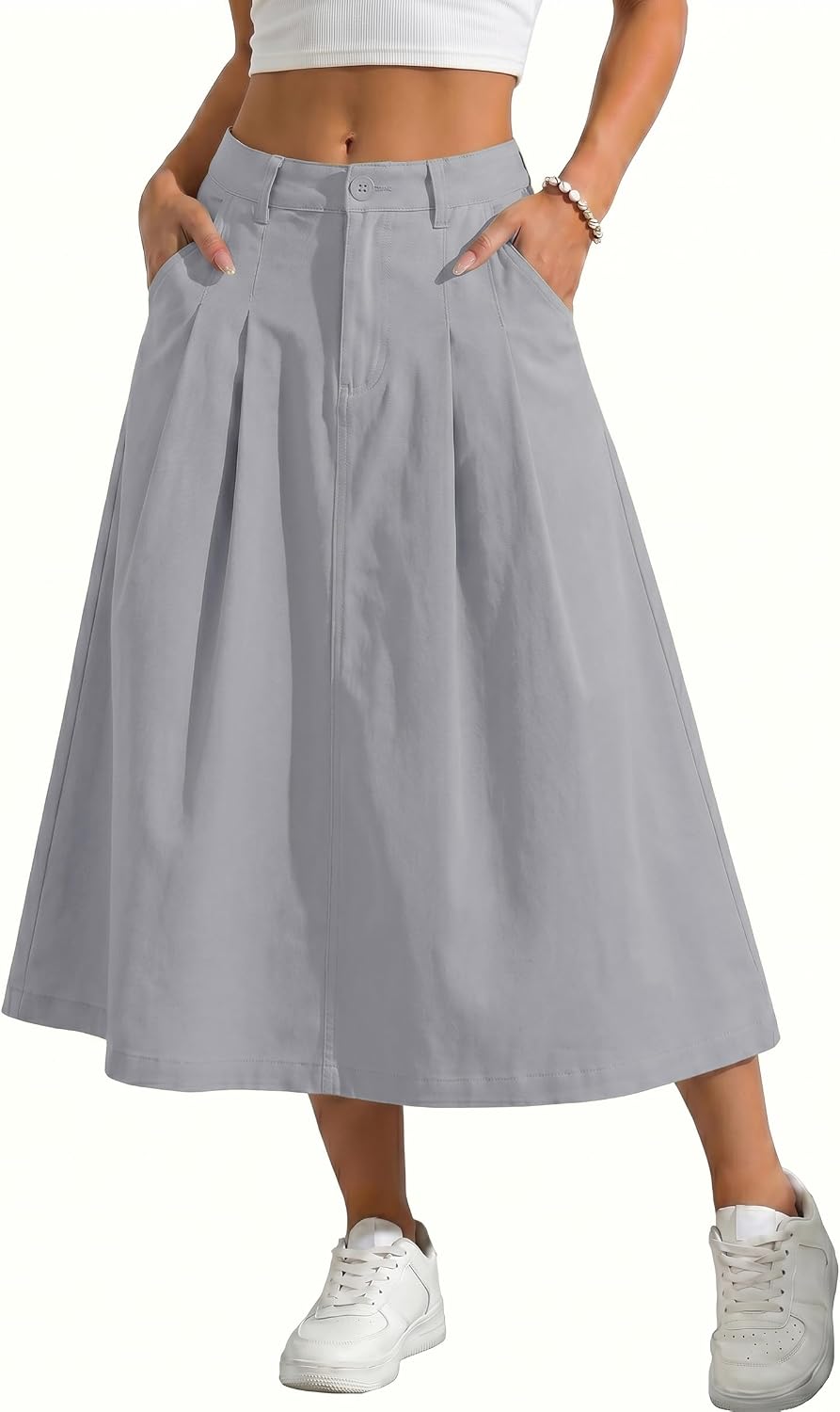 Solène Jupe Maxi – Jupe Utility Élégante Taille Haute avec Poches et Boutons