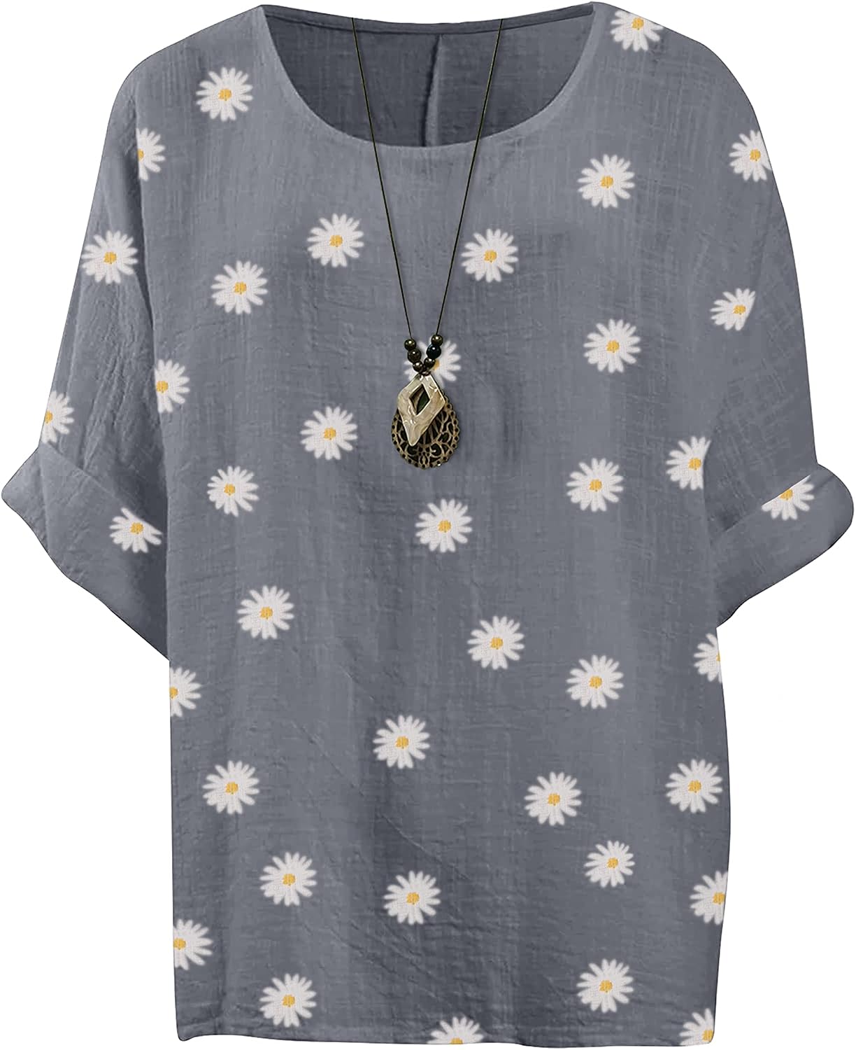 Giulia Haut Femme – Tunique Fleurie en Coton à Manches 3/4 et Coupe Ample
