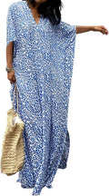 Solène Caftan Femme – Robe Longue de Plage à Imprimé Ethnique en Mousseline