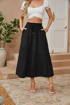 Floriane Jupe Maxi – Jupe Longue à Volants Taille Haute avec Poches Style Bohème