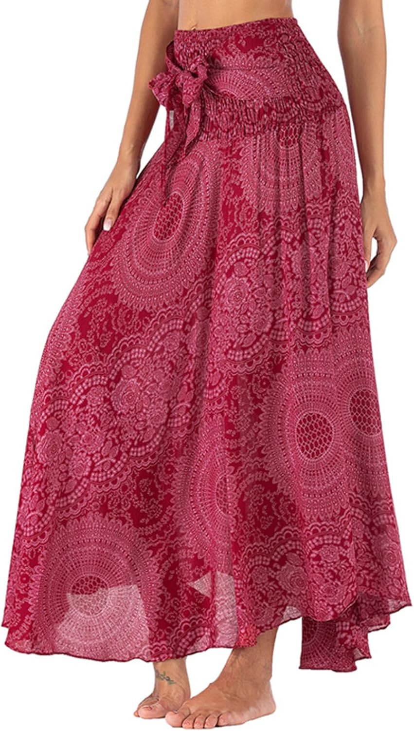 Mireille Jupe Maxi – Jupe Bohème Imprimée Convertible 2-en-1 en Viscose