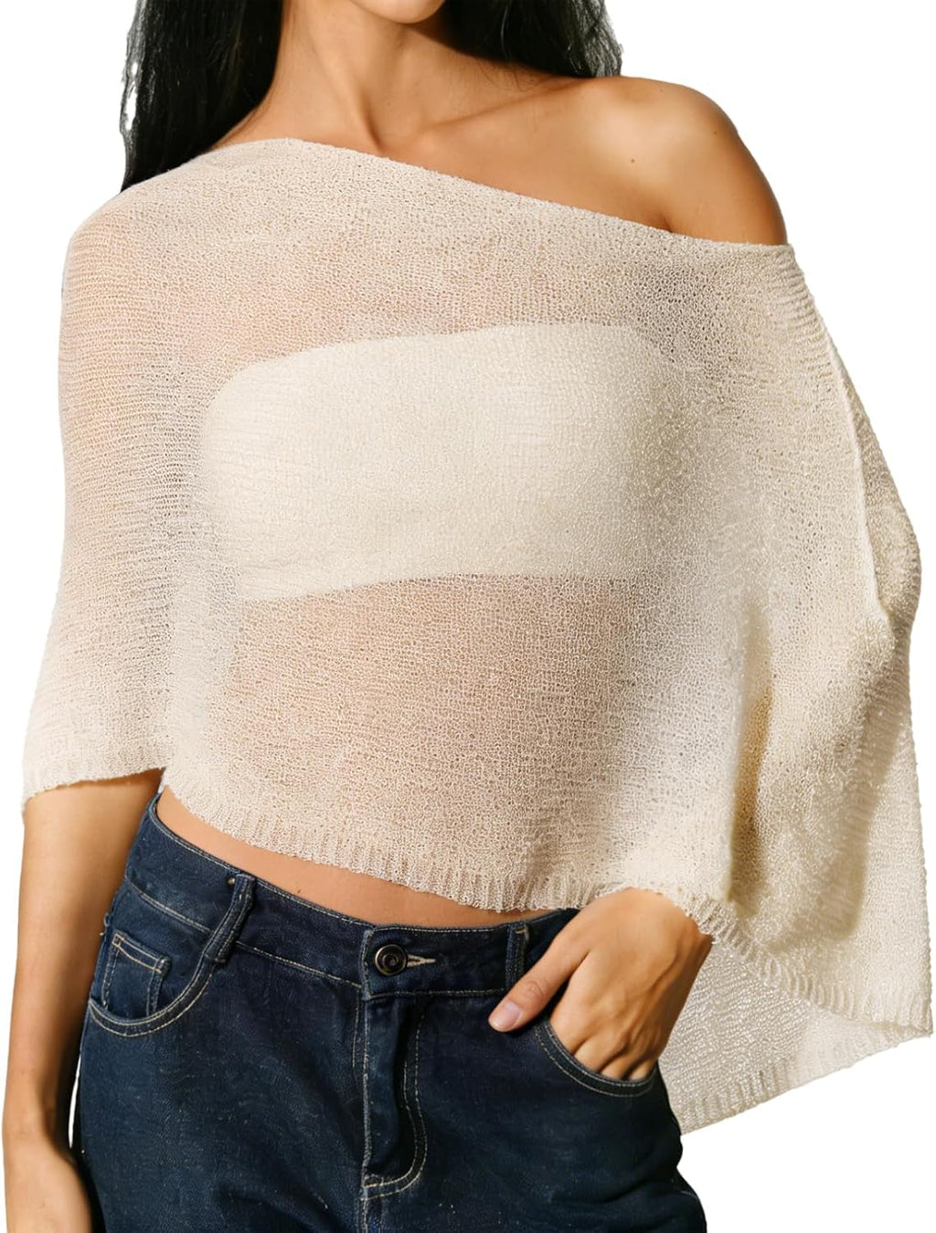 Patricia Poncho Trasparente Donna – Mantella Asimmetrica Leggera per Spiaggia ed Estate