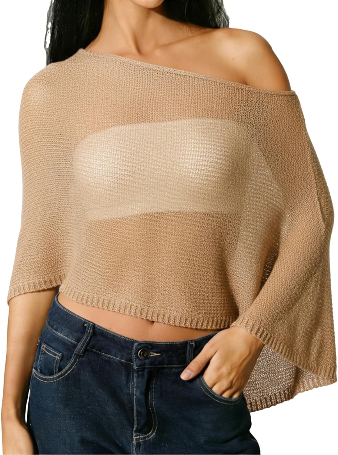 Patricia Poncho Trasparente Donna – Mantella Asimmetrica Leggera per Spiaggia ed Estate