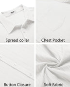 Bastien Chemise Homme – Chemise Texturée à Manches Courtes avec Poche