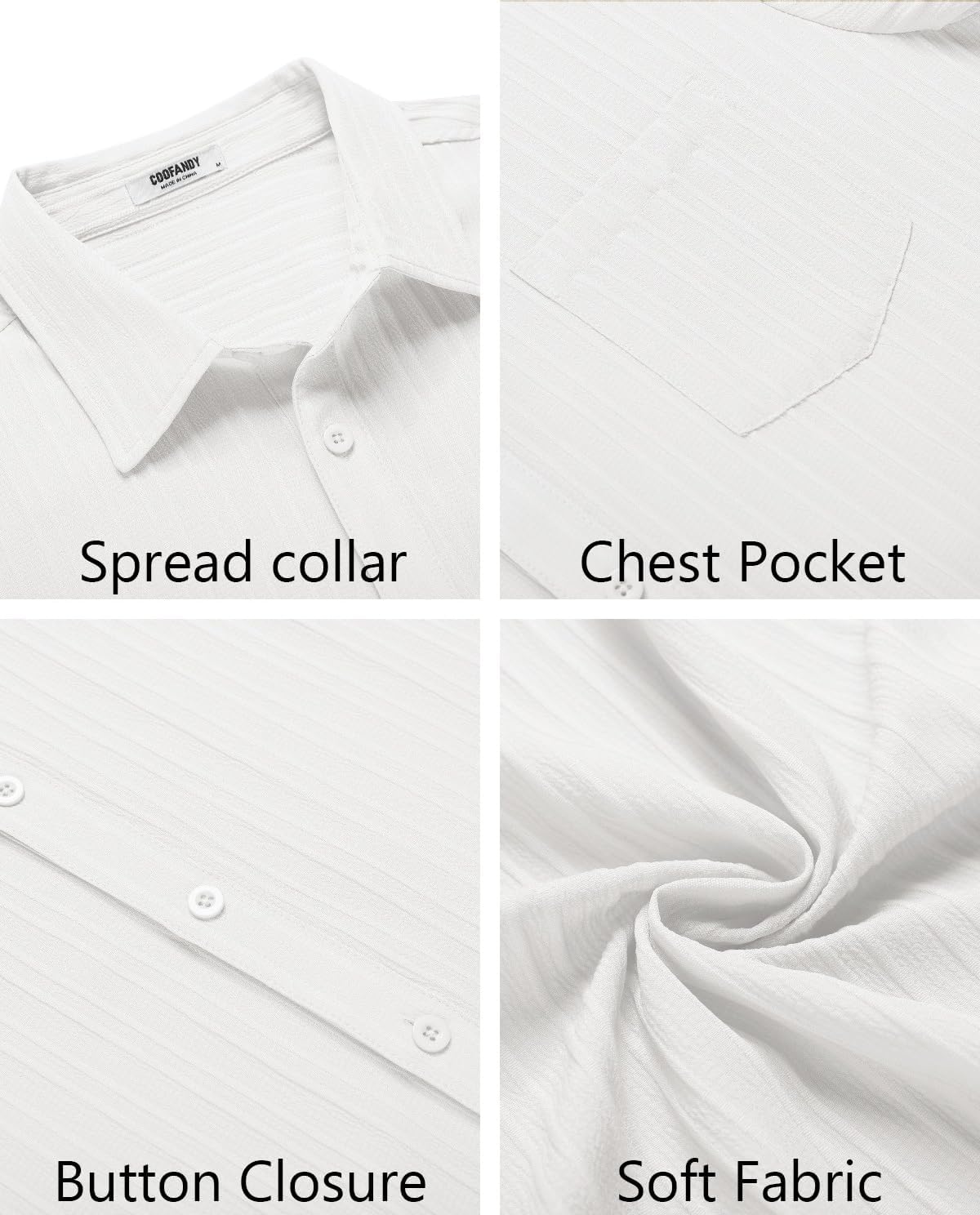 Bastien Chemise Homme – Chemise Texturée à Manches Courtes avec Poche