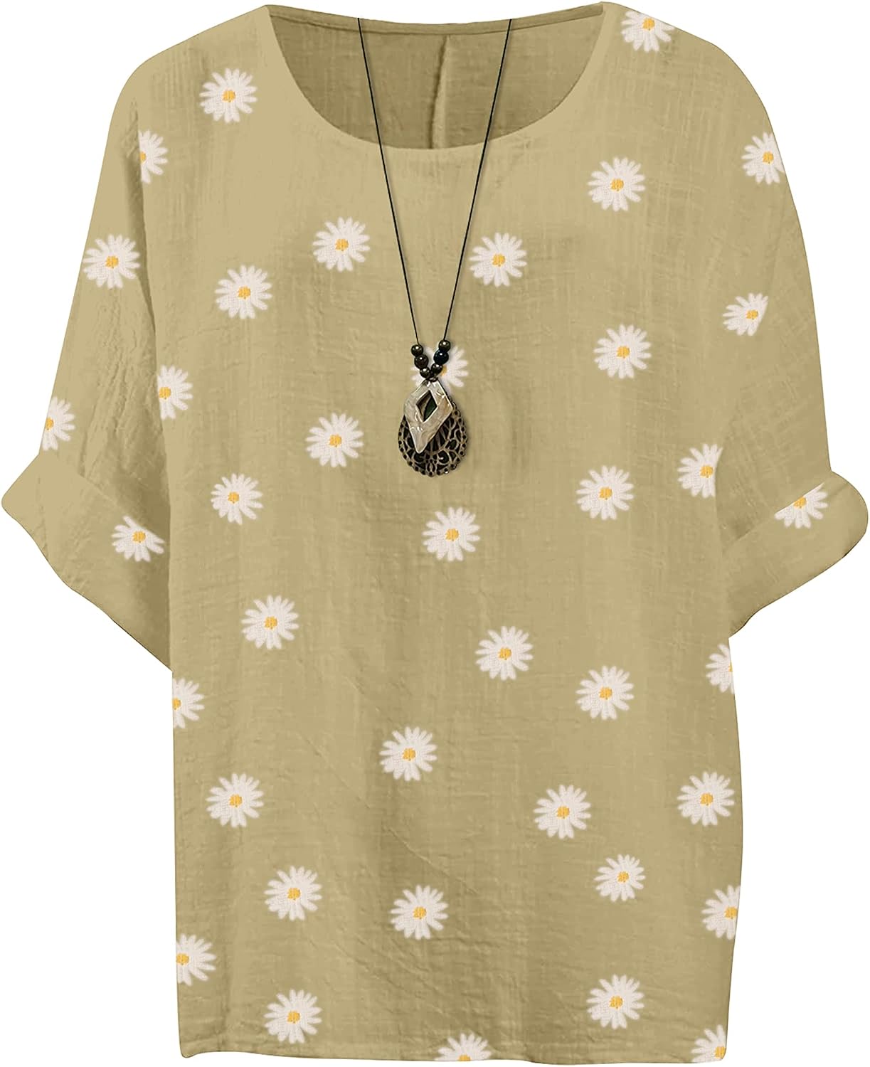 Giulia Haut Femme – Tunique Fleurie en Coton à Manches 3/4 et Coupe Ample