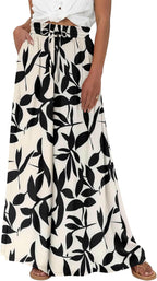 Bianca Pantalon Palazzo Femme – Taille Haute Ajustable en Coton avec Jambes Amples