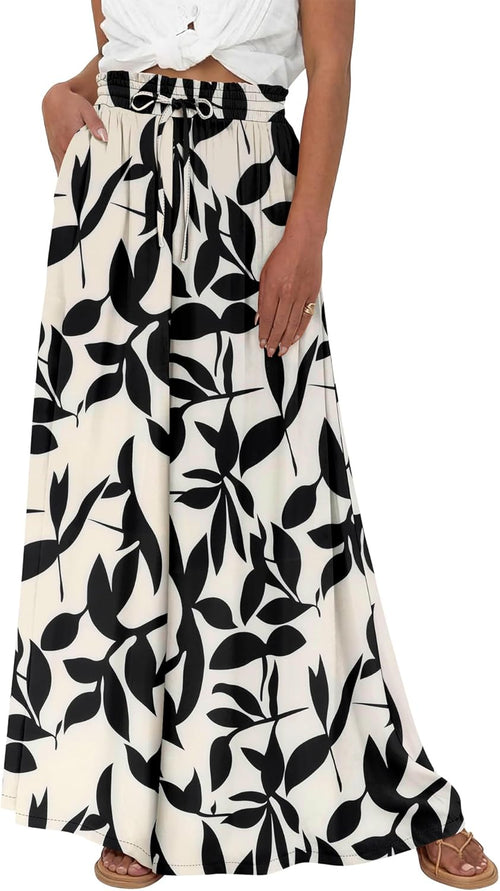 Bianca Pantalon Palazzo Femme – Taille Haute Ajustable en Coton avec Jambes Amples