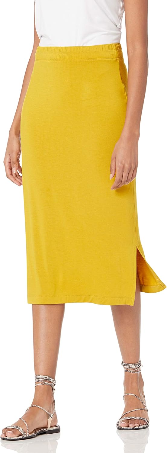 Coralie Jupe Midi – Jupe Pull-On en Jersey Extensible au Tombé Élégant