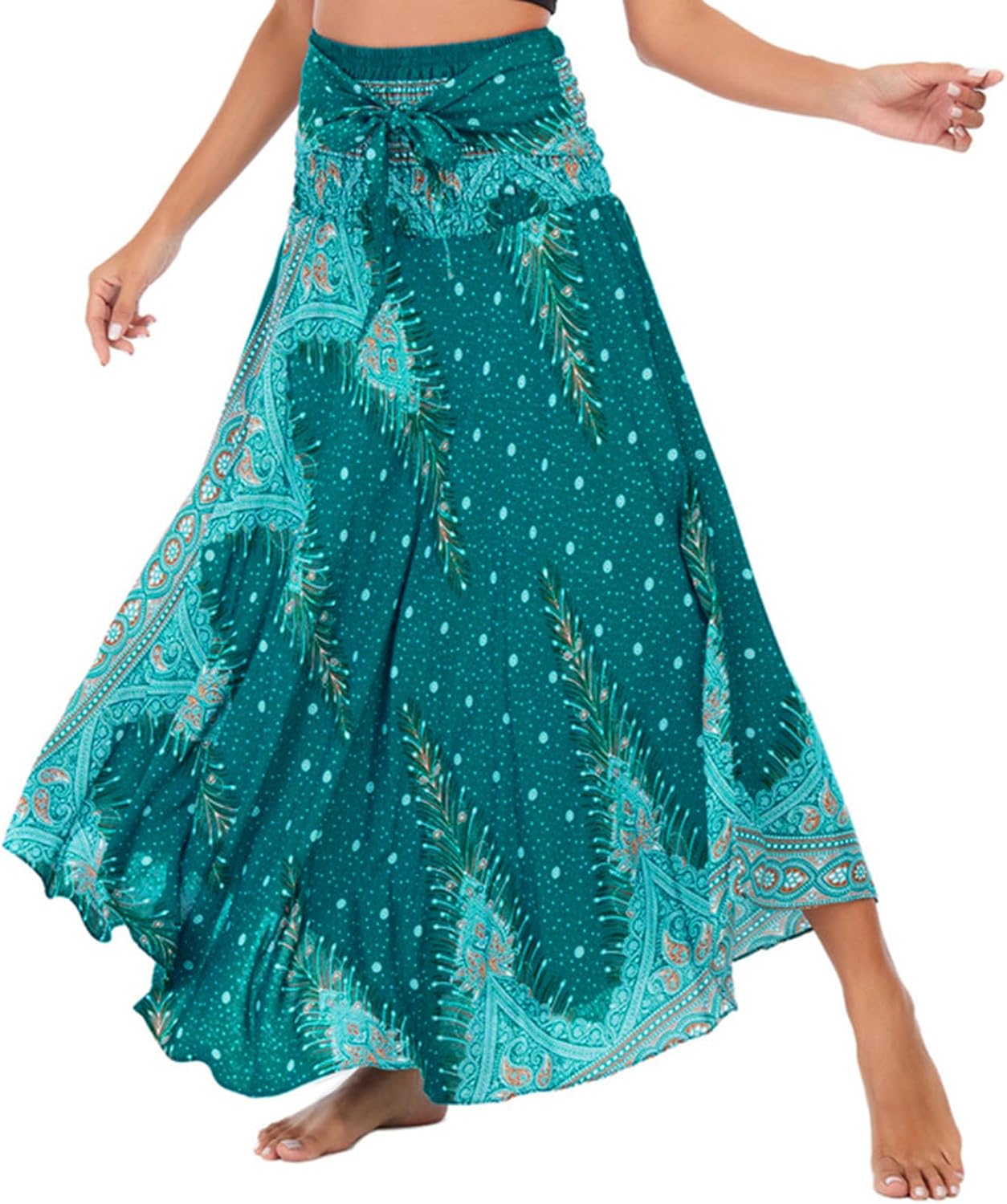 Mireille Jupe Maxi – Jupe Bohème Imprimée Convertible 2-en-1 en Viscose