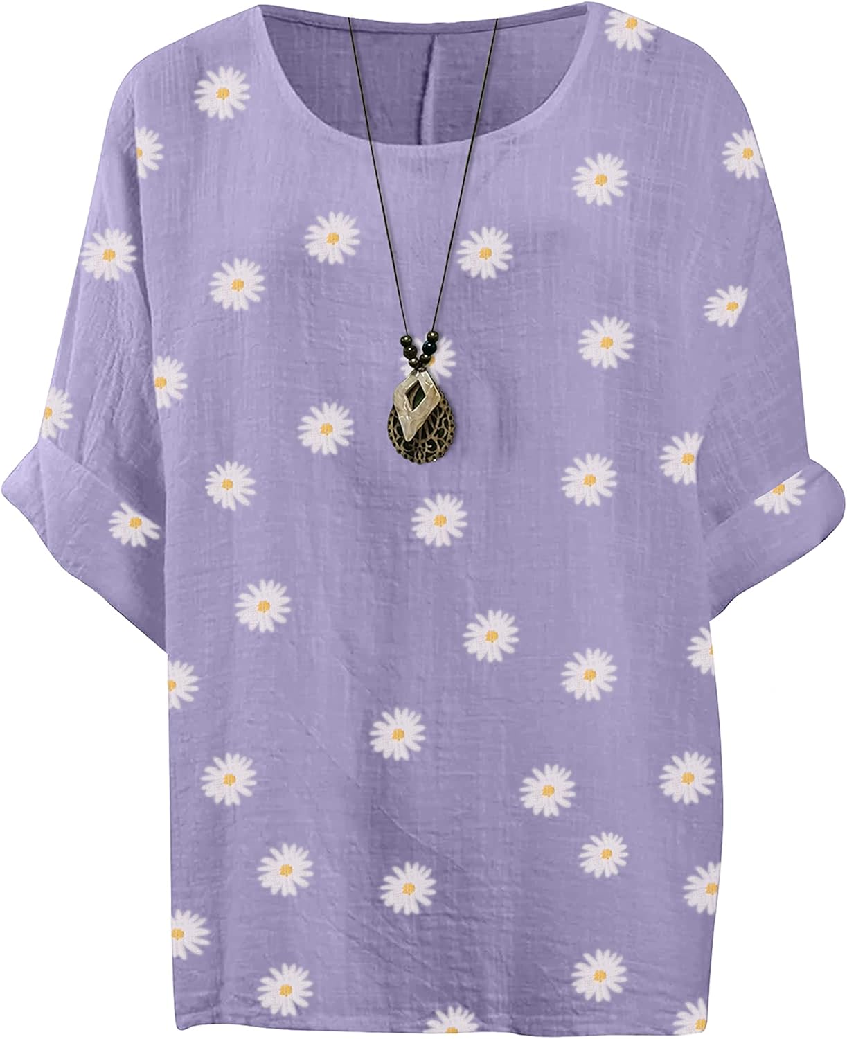 Giulia Haut Femme – Tunique Fleurie en Coton à Manches 3/4 et Coupe Ample