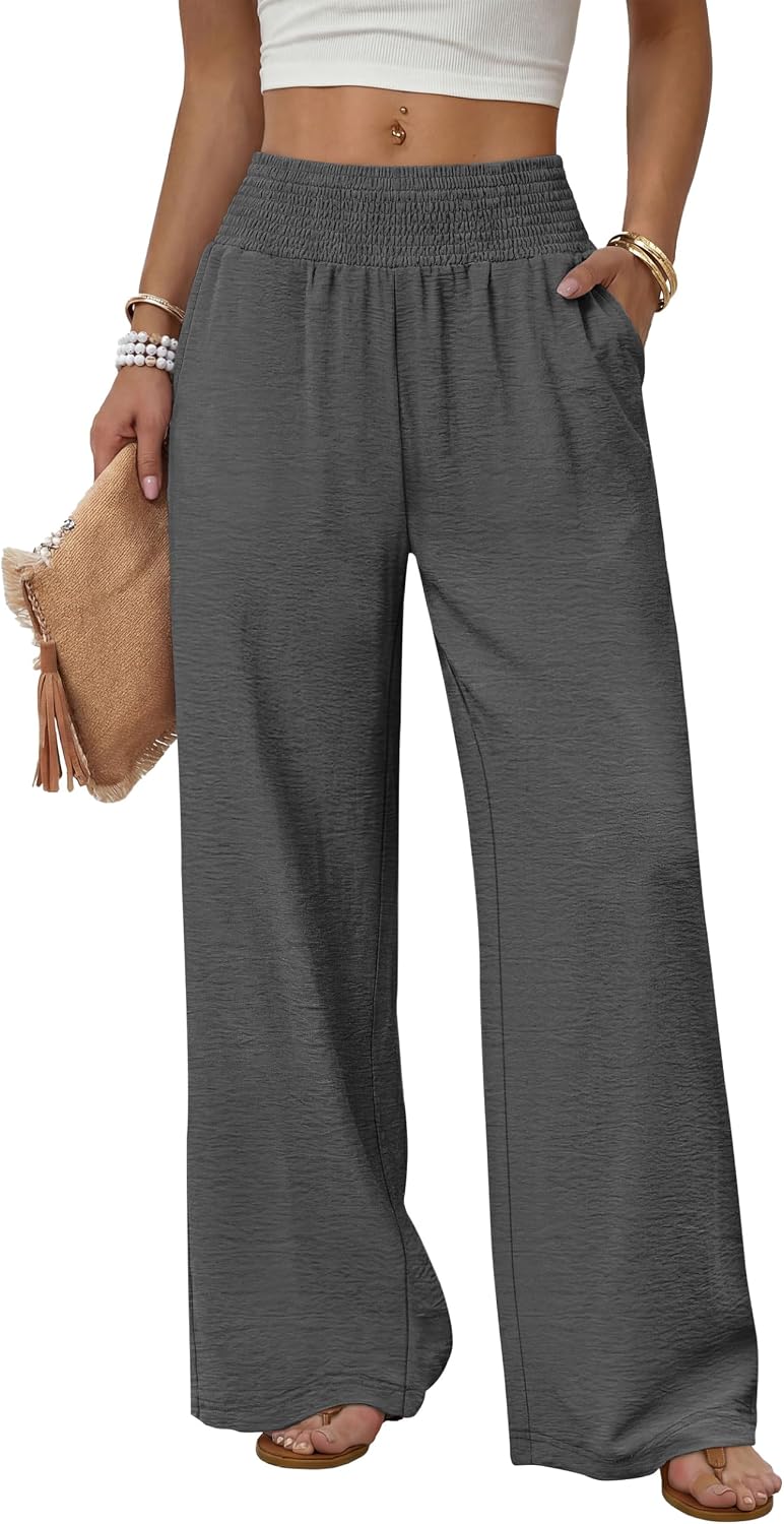 Héloïse Pantalon Femme – Pantalon Large Taille Haute avec Poches