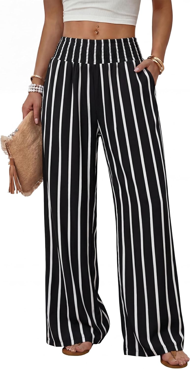 Héloïse Pantalon Femme – Pantalon Large Taille Haute avec Poches