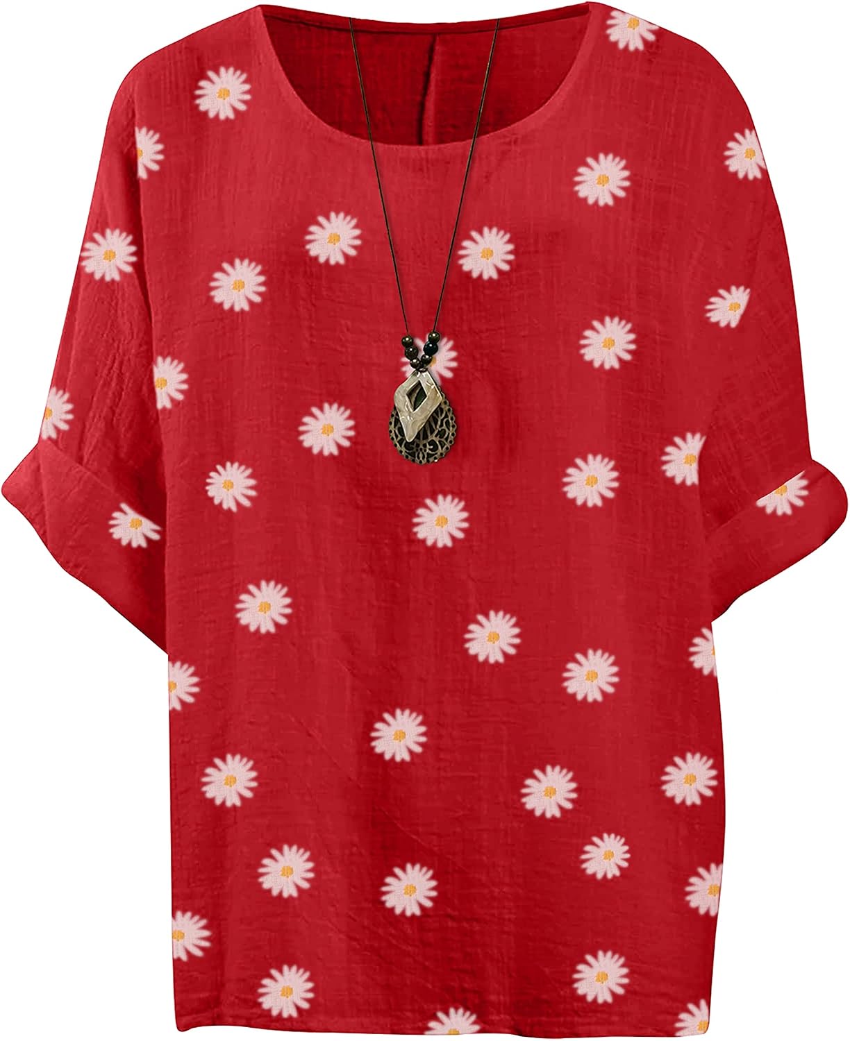 Giulia Haut Femme – Tunique Fleurie en Coton à Manches 3/4 et Coupe Ample