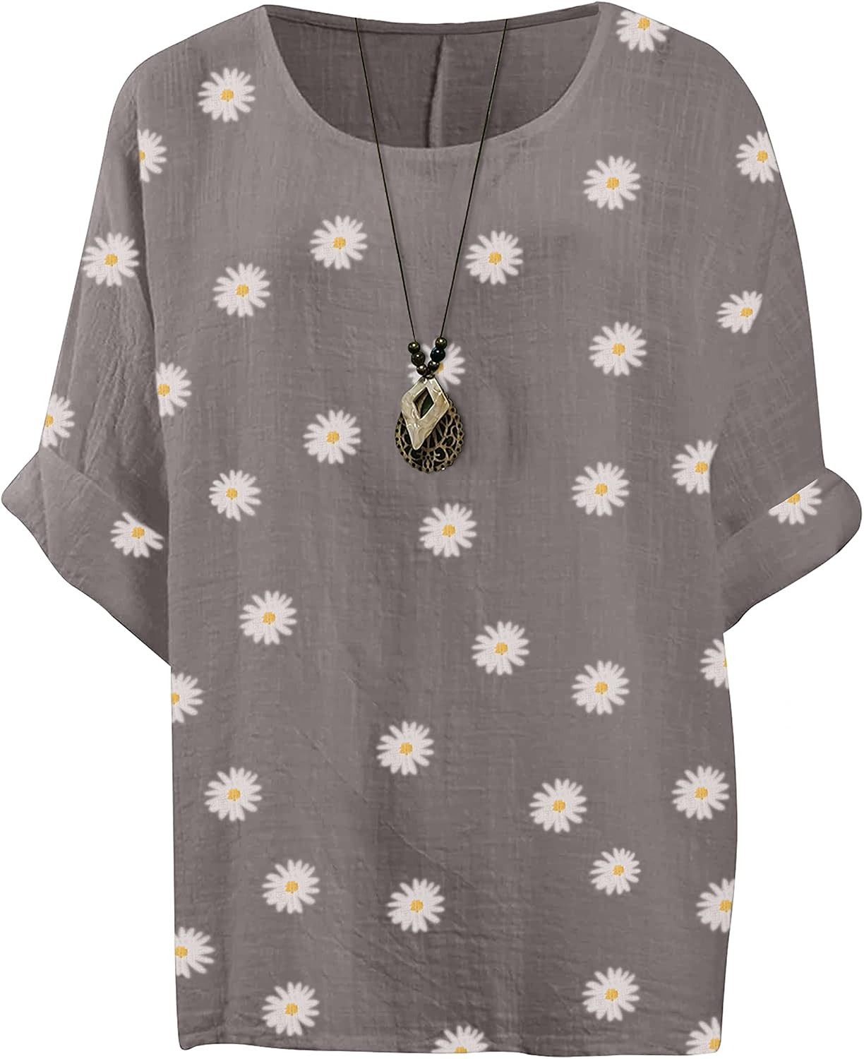 Giulia Haut Femme – Tunique Fleurie en Coton à Manches 3/4 et Coupe Ample