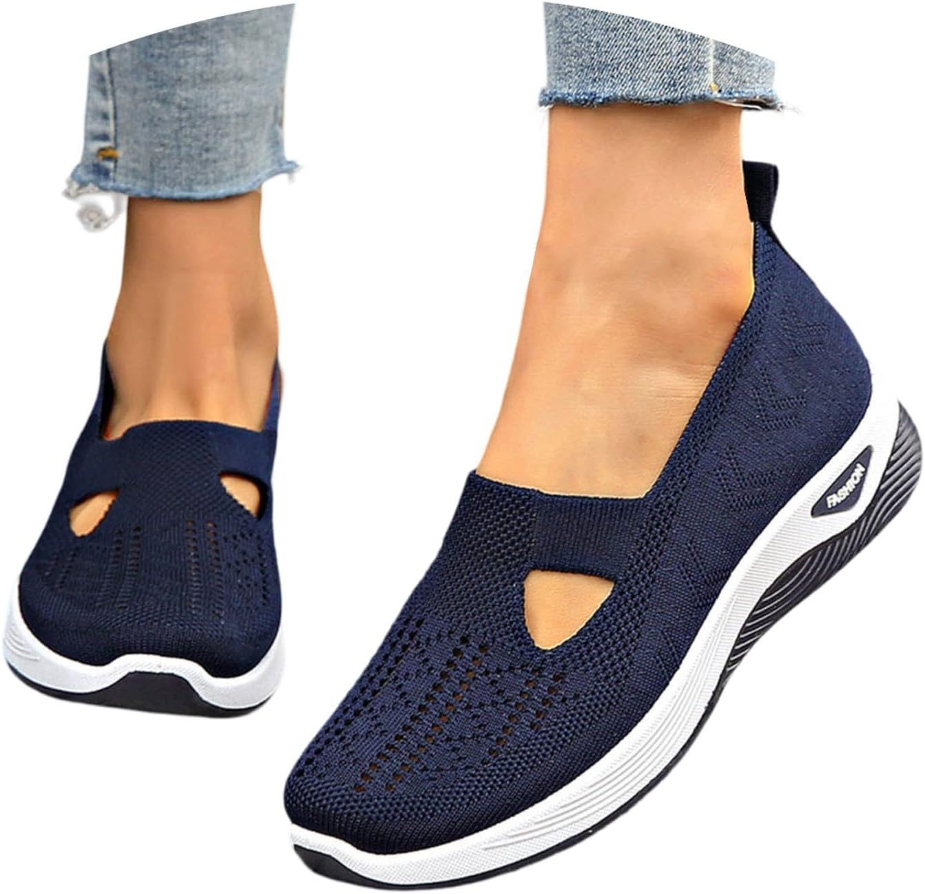 Cyrielle Chaussures Femme Respirantes – Baskets Légères à Enfiler avec Soutien de la Voûte Plantaire