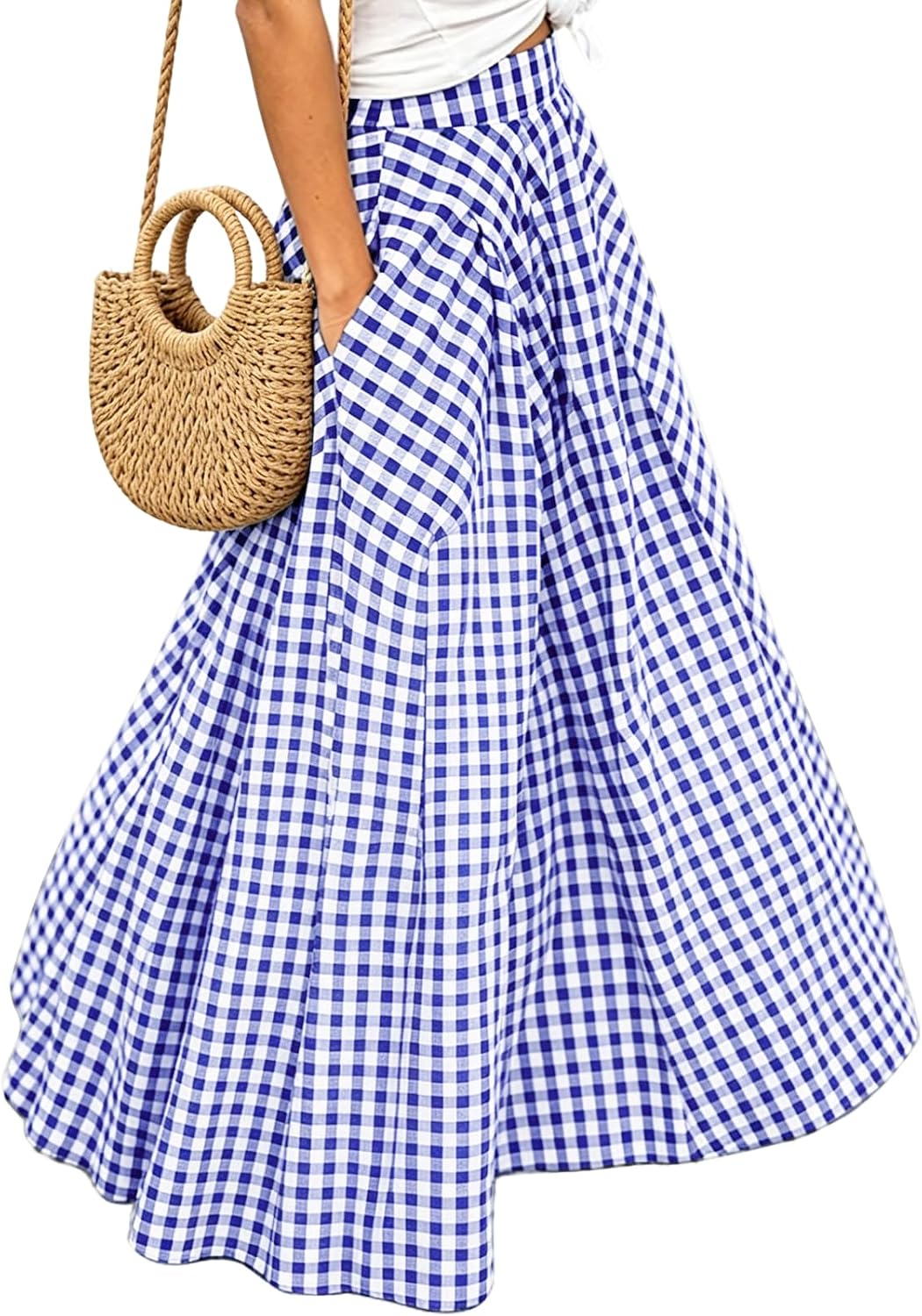 Élodianne Jupe Maxi – Jupe Longue Plissée Taille Haute Élégante avec Poches Latérales