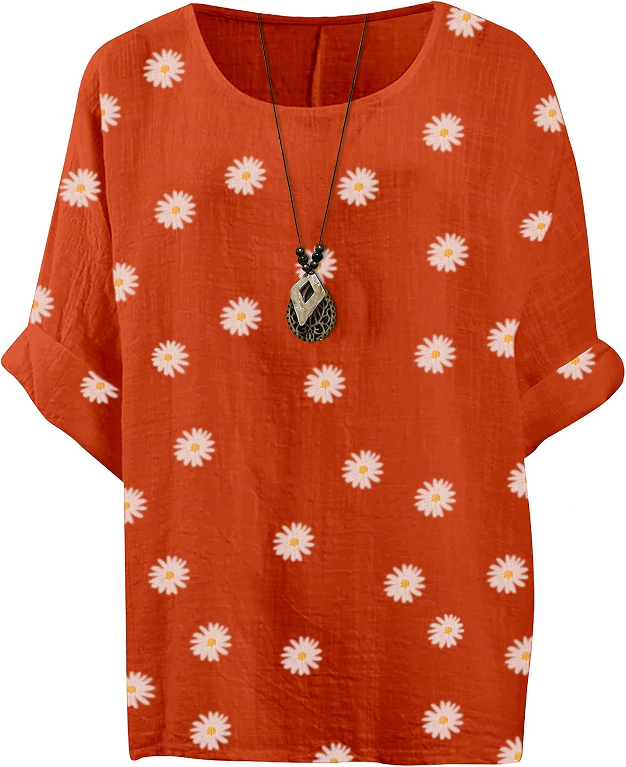 Giulia Haut Femme – Tunique Fleurie en Coton à Manches 3/4 et Coupe Ample