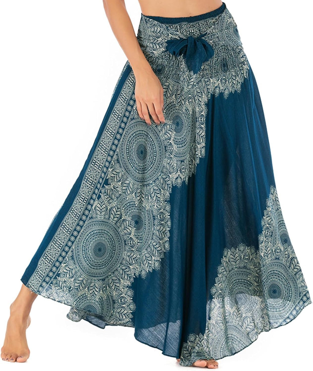 Mireille Jupe Maxi – Jupe Bohème Imprimée Convertible 2-en-1 en Viscose