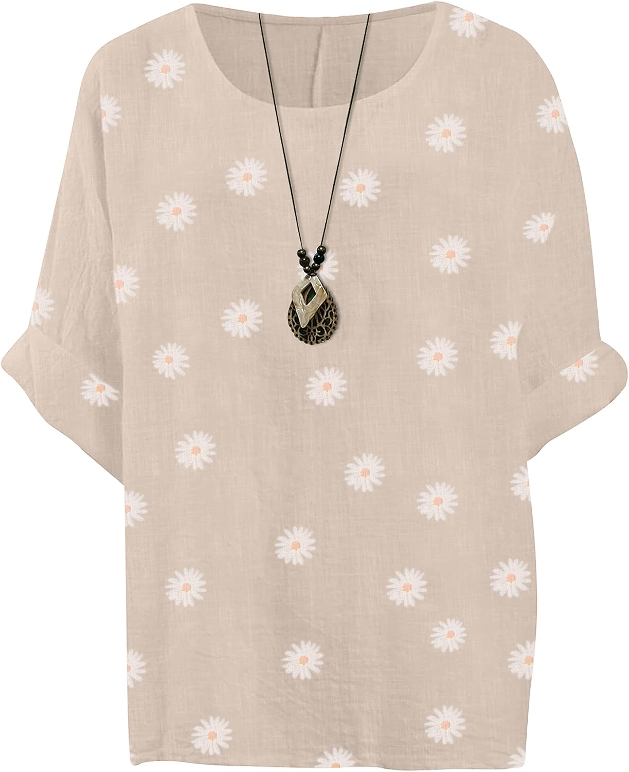 Giulia Haut Femme – Tunique Fleurie en Coton à Manches 3/4 et Coupe Ample