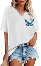 Elaine T-Shirt Oversize Femme – Haut Décontracté à Col V et Manches Courtes
