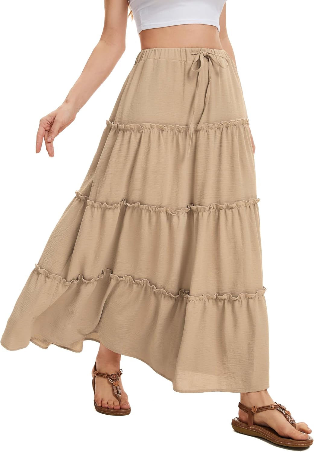 Victoire Jupe Maxi – Jupe Longue Taille Haute Fluide avec Poches