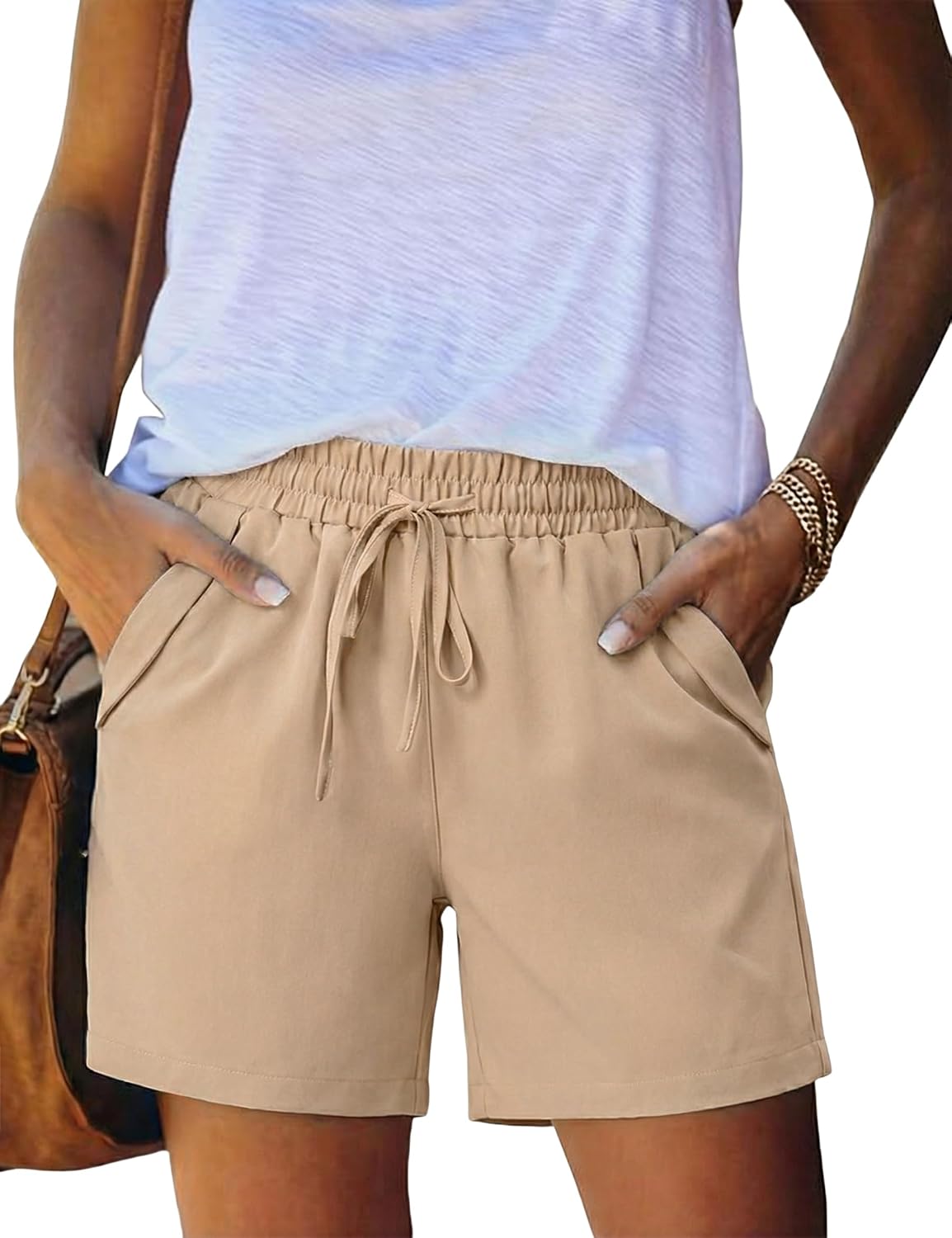 Lison Short Femme – Short Léger à Taille Élastique avec Cordon et Poches