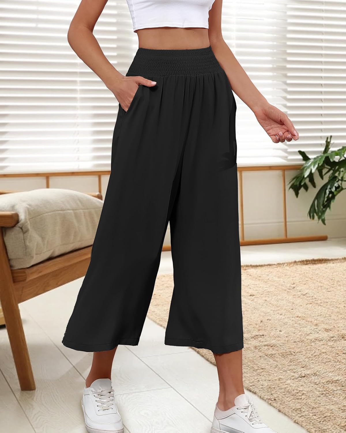 Joanna Pantacourt Culotte Léger – Pantalon Fluide à Jambes Larges pour l'Été