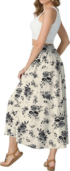Ophélie Jupe Maxi – Jupe Longue Bohème Taille Haute avec Poches et Cordon Ajustable