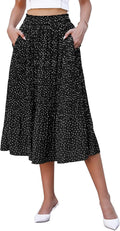 Ysaline Jupe Midi – Jupe Plissée à Pois en Mousseline avec Taille Élastique et Poches