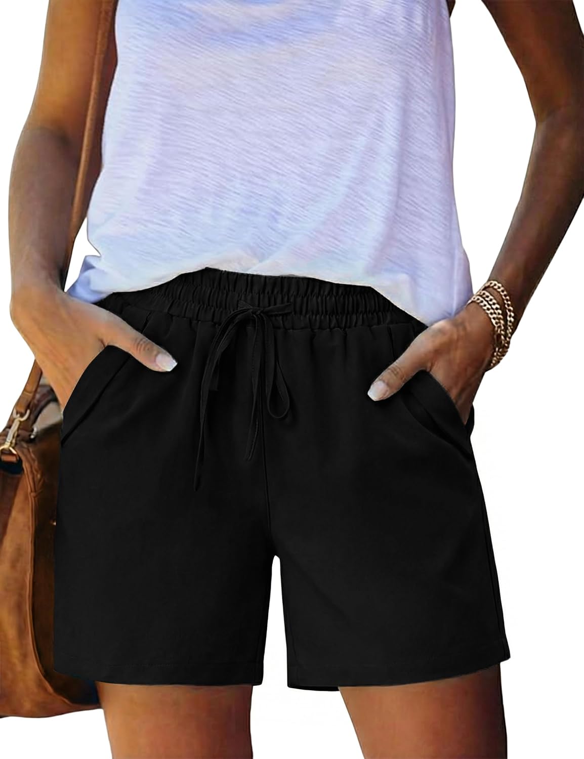 Lison Short Femme – Short Léger à Taille Élastique avec Cordon et Poches