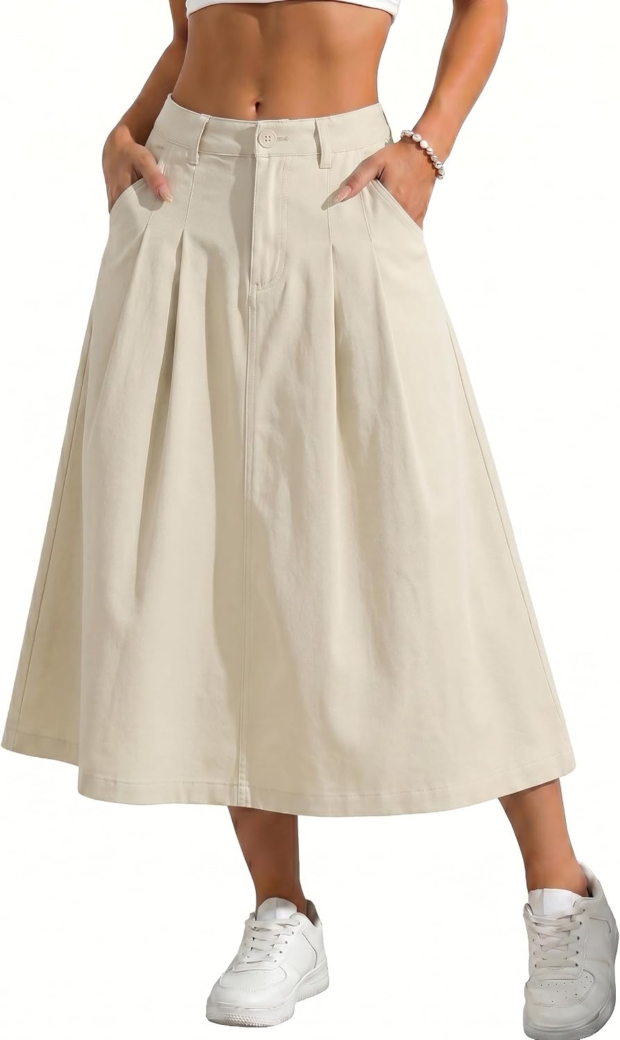 Solène Jupe Maxi – Jupe Utility Élégante Taille Haute avec Poches et Boutons