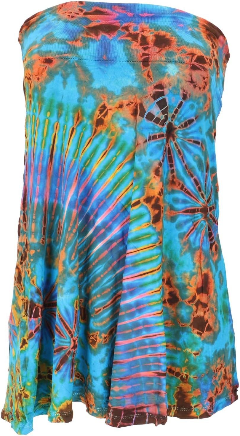 Maëlys Jupe Midi Batik – Jupe Hippie Réversible en Haut Sans Bretelles