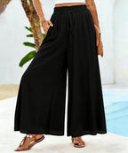 Samantha Pantalon Palazzo Fluide – Pantalon Taille Haute Léger avec Cordon de Serrage