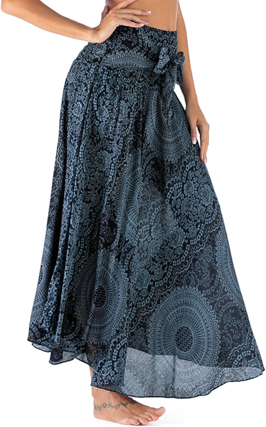 Mireille Jupe Maxi – Jupe Bohème Imprimée Convertible 2-en-1 en Viscose
