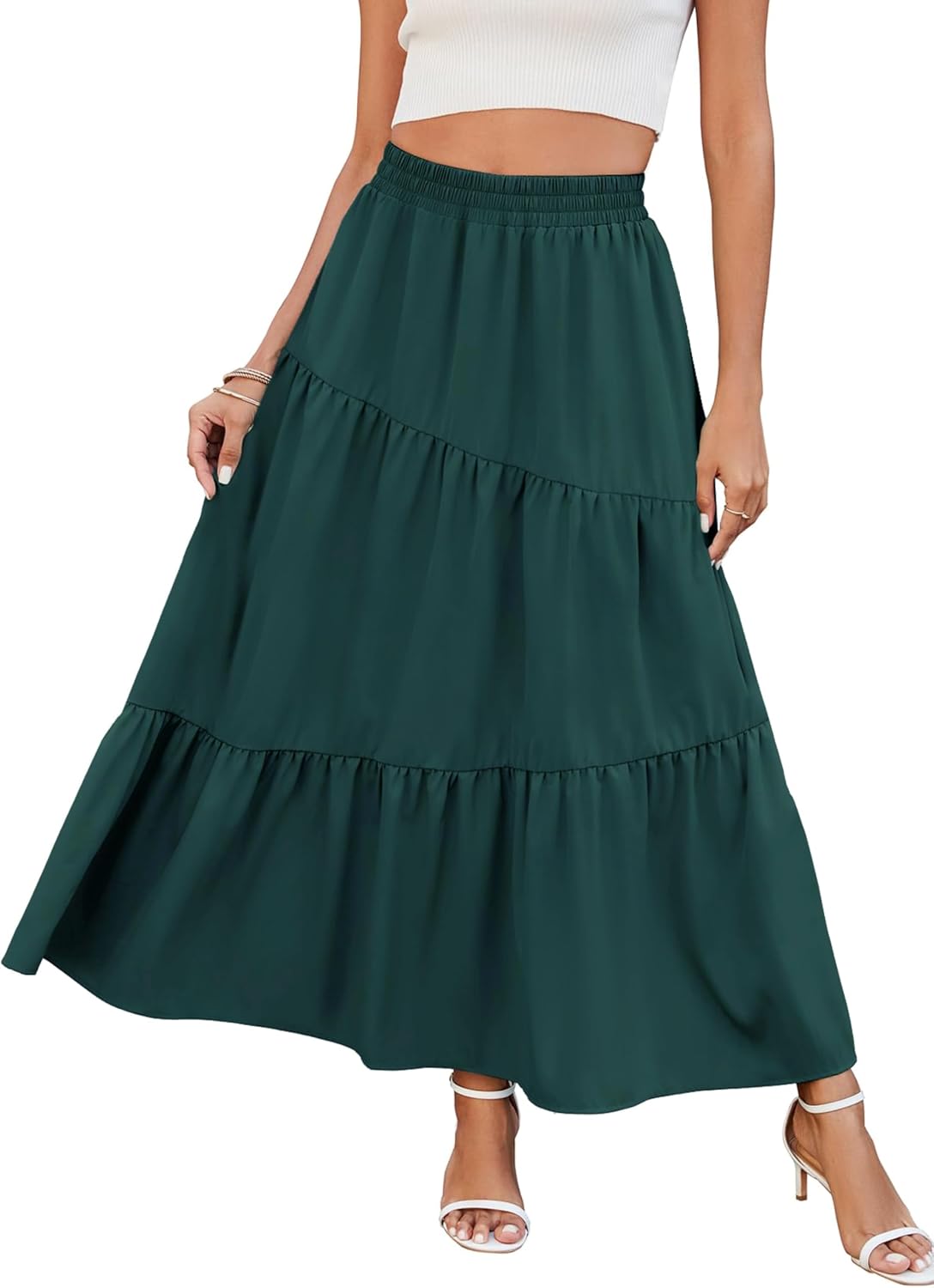 Séraphine Jupe Maxi – Jupe Longue Fluide Taille Haute avec Poches Style Bohème