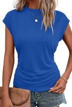 Bianca Haut Femme – T-Shirt Ample à Manches Courtes avec Détails Plissés