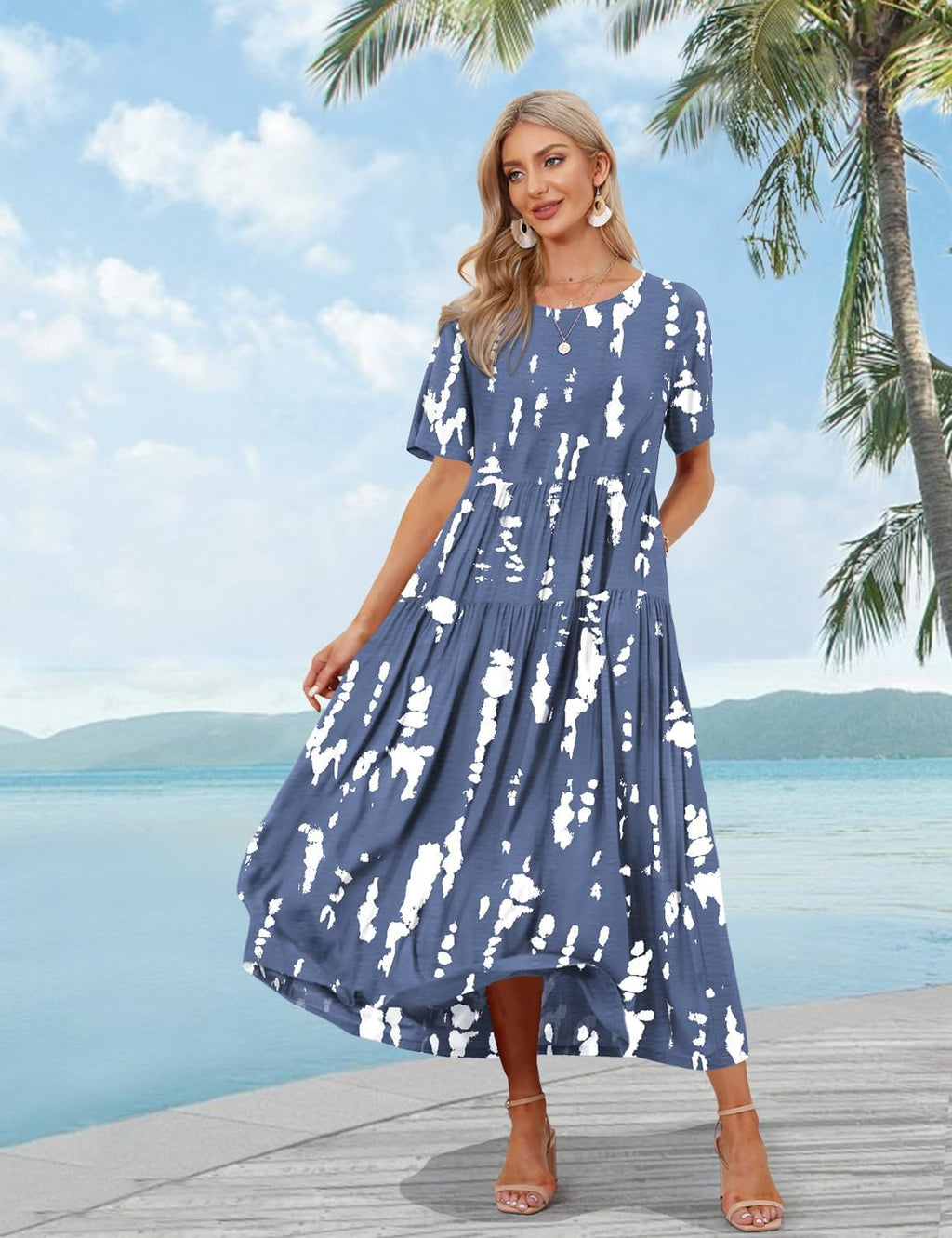 Camille Robe Longue Bohème Femme – Robe Maxi Fleurie Ample avec Poches