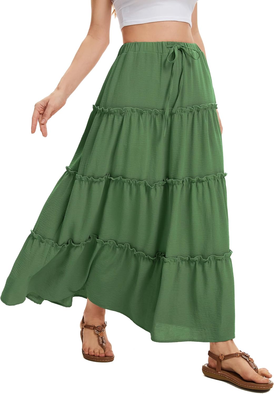 Victoire Jupe Maxi – Jupe Longue Taille Haute Fluide avec Poches