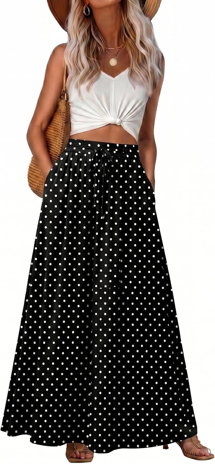 Ophélie Jupe Maxi – Jupe Longue Bohème Taille Haute avec Poches et Cordon Ajustable