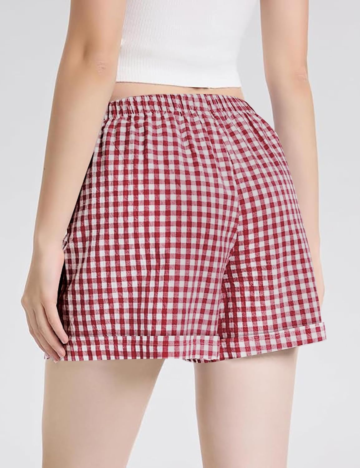 Elisa Short Femme – Short Taille Haute en Coton avec Taille Élastiquée et Poches