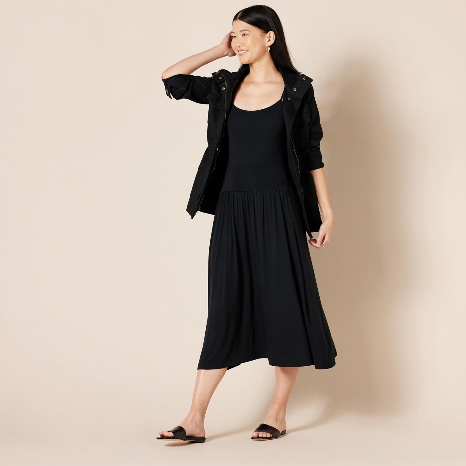 Élisabeth Jupe Midi – Jupe Pull-On en Jersey Fluide avec Poches